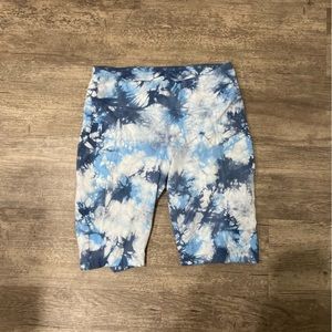 Blue tie dye athletic shorts